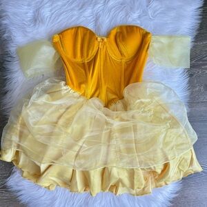 NEW Princess Belle Beauty & the Beast Yellow Fairy Dress Costume XXS S Halloween
